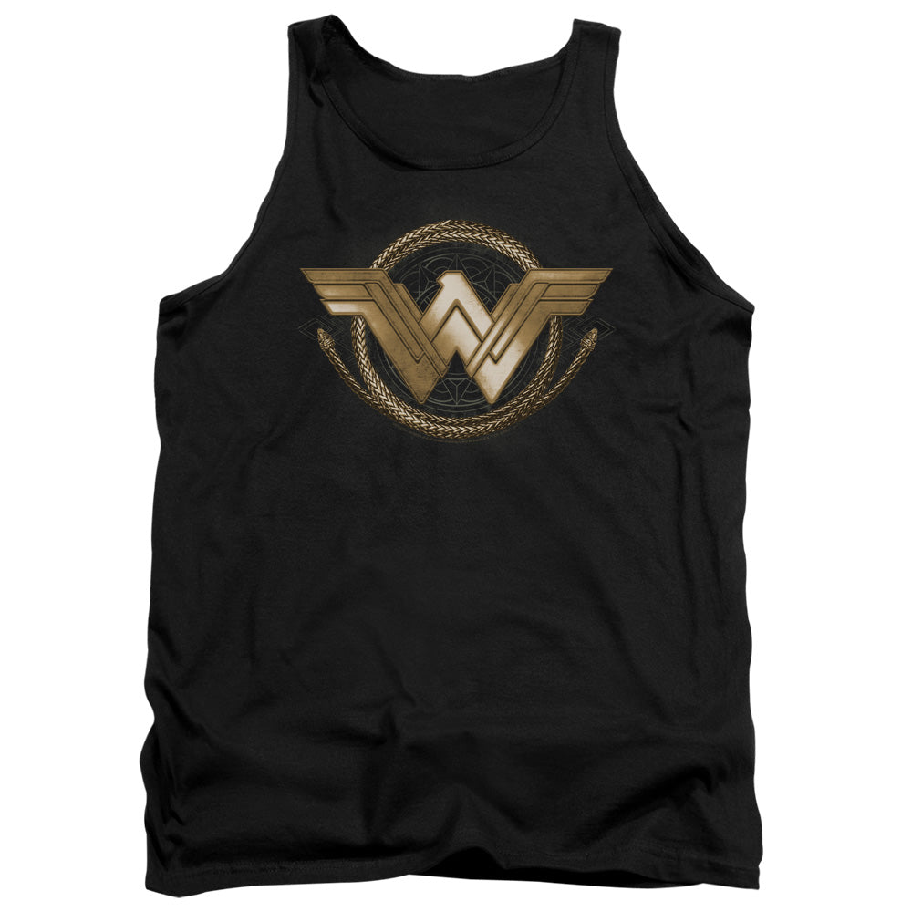 Wonder Woman Movie Lasso Logo Mens Tank Top Shirt Black Officially Licensed