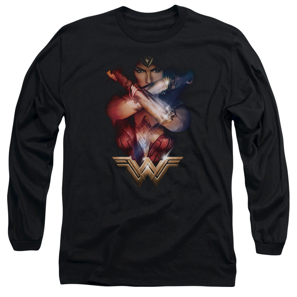 Wonder Woman Movie Arms Crossed Mens Long Sleeve Shirt Black Officially Licensed