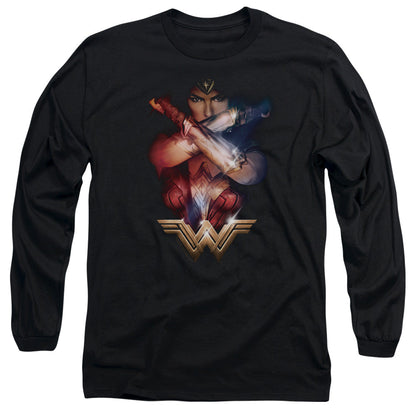 Wonder Woman Movie Arms Crossed Mens Long Sleeve Shirt Black Officially Licensed