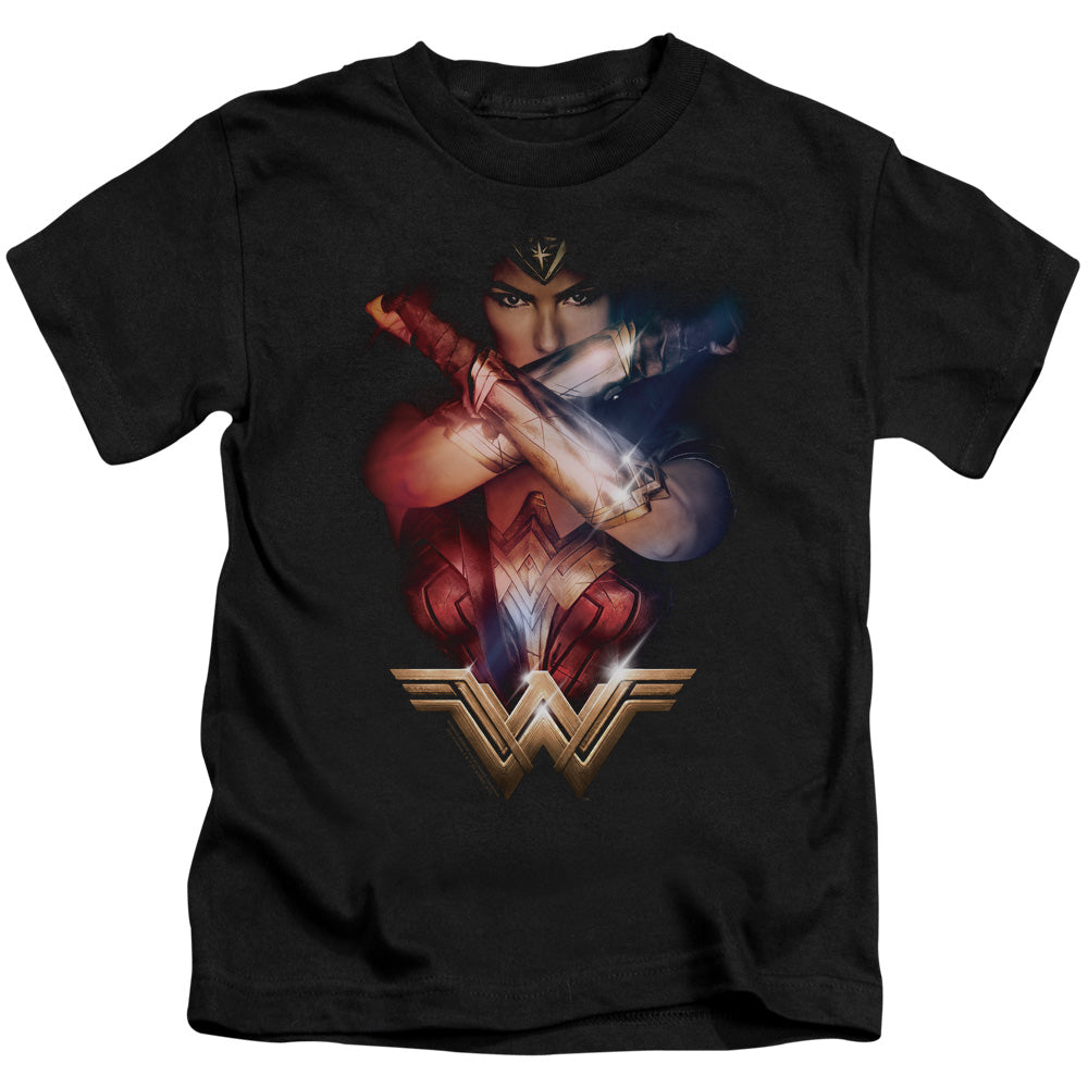 Wonder Woman Movie Arms Crossed Juvenile Kids Youth T Shirt Black Officially Licensed