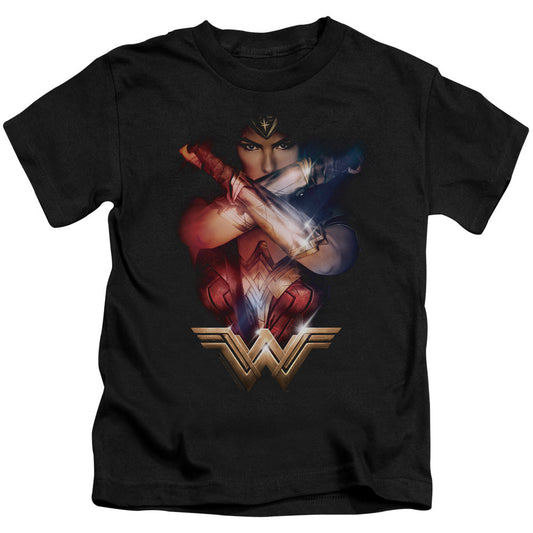 Wonder Woman Movie Arms Crossed Juvenile Kids Youth T Shirt Black Officially Licensed