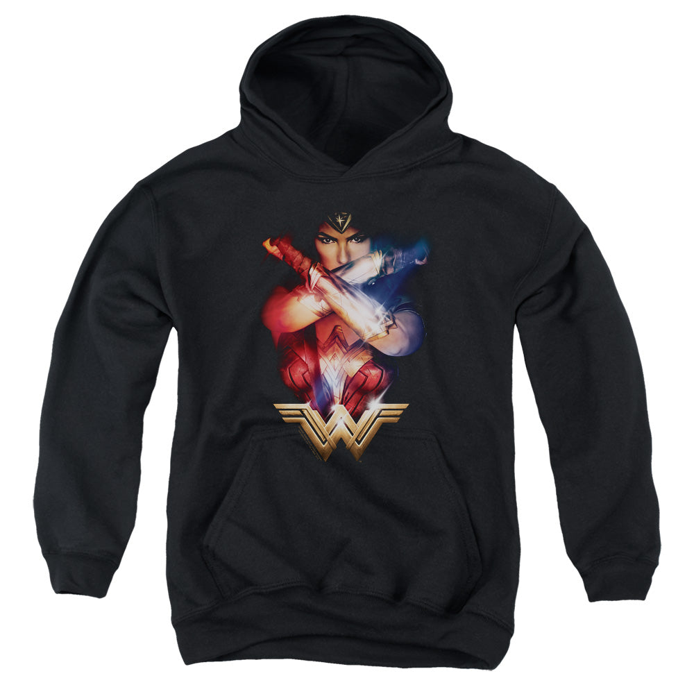 Wonder Woman Movie Arms Crossed Kids Youth Hoodie Black Officially Licensed