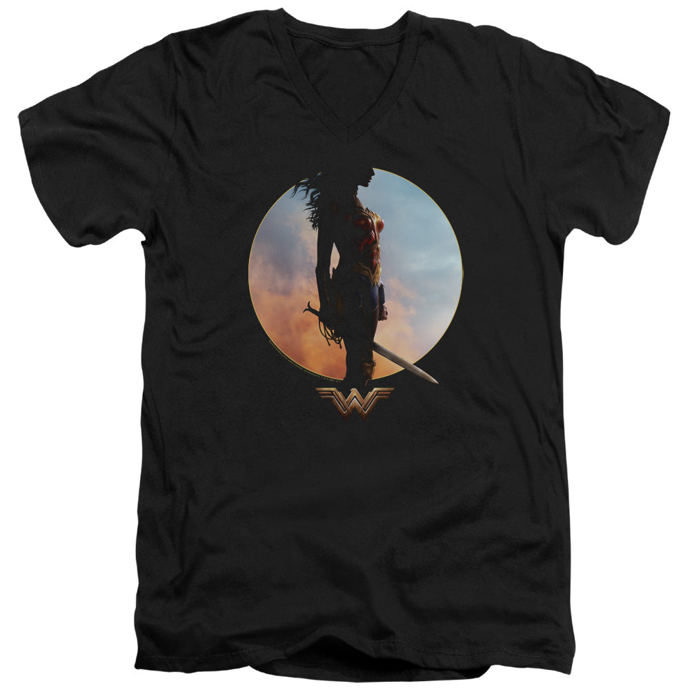Wonder Woman Movie Wisdom And Wonder Mens Slim Fit V-Neck T Shirt Black Officially Licensed