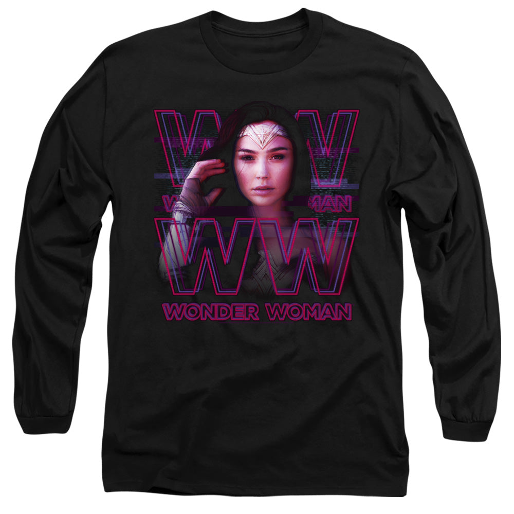 Wonder Woman 84 Vaporwave Wonder Woman Mens Long Sleeve Shirt Black Officially Licensed