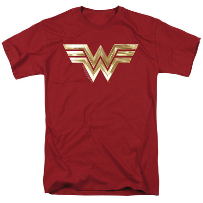 Wonder Woman 84 Golden Logo Mens T Shirt Cardinal Officially Licensed