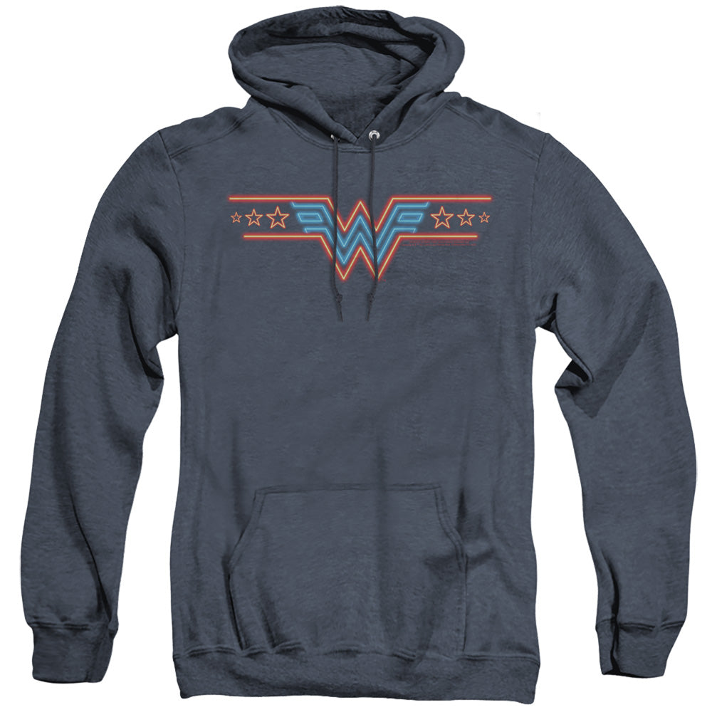 Wonder Woman 84 Neon Beat Mens Heather Hoodie Navy Officially Licensed