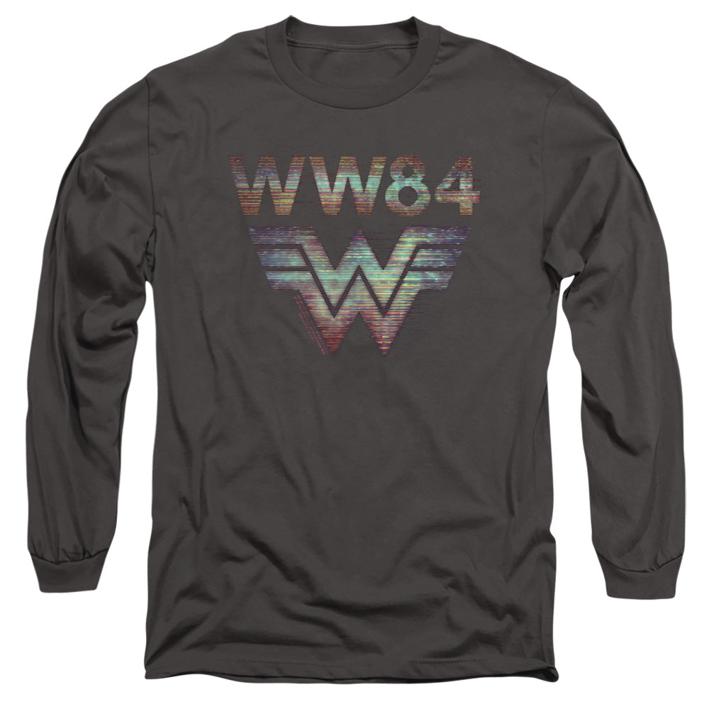 Wonder Woman 84 Static Tv Lines Mens Long Sleeve Shirt Charcoal Officially Licensed
