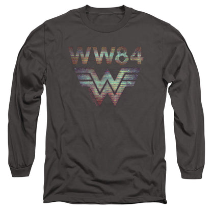 Wonder Woman 84 Static Tv Lines Mens Long Sleeve Shirt Charcoal Officially Licensed