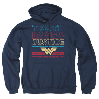Wonder Woman 84 Truth Love Justice Mens Hoodie Navy Officially Licensed
