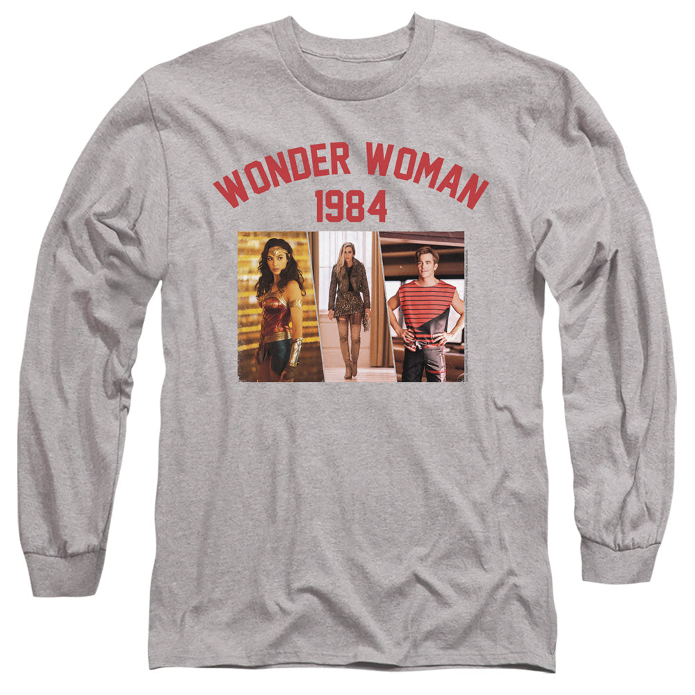 Wonder Woman 84 Collegiate Montage Mens Long Sleeve Shirt Athletic Heather Officially Licensed