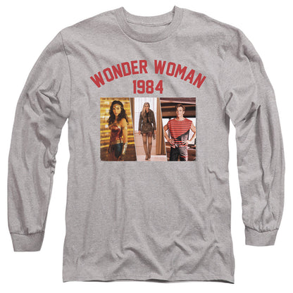 Wonder Woman 84 Collegiate Montage Mens Long Sleeve Shirt Athletic Heather Officially Licensed
