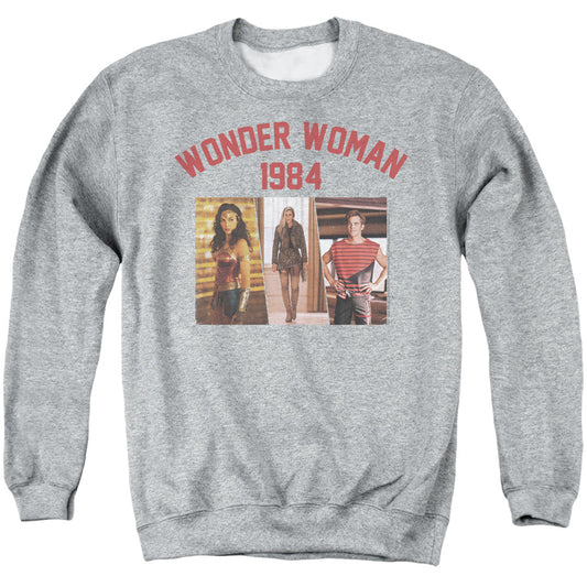 Wonder Woman 84 Collegiate Montage Mens Crewneck Sweatshirt Athletic Heather Officially Licensed