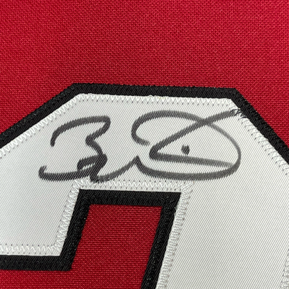 Framed Autographed/Signed Dwyane Wade 35x39 Miami Heat Red 2005-06 M&N Authentic Basketball Jersey Fanatics COA