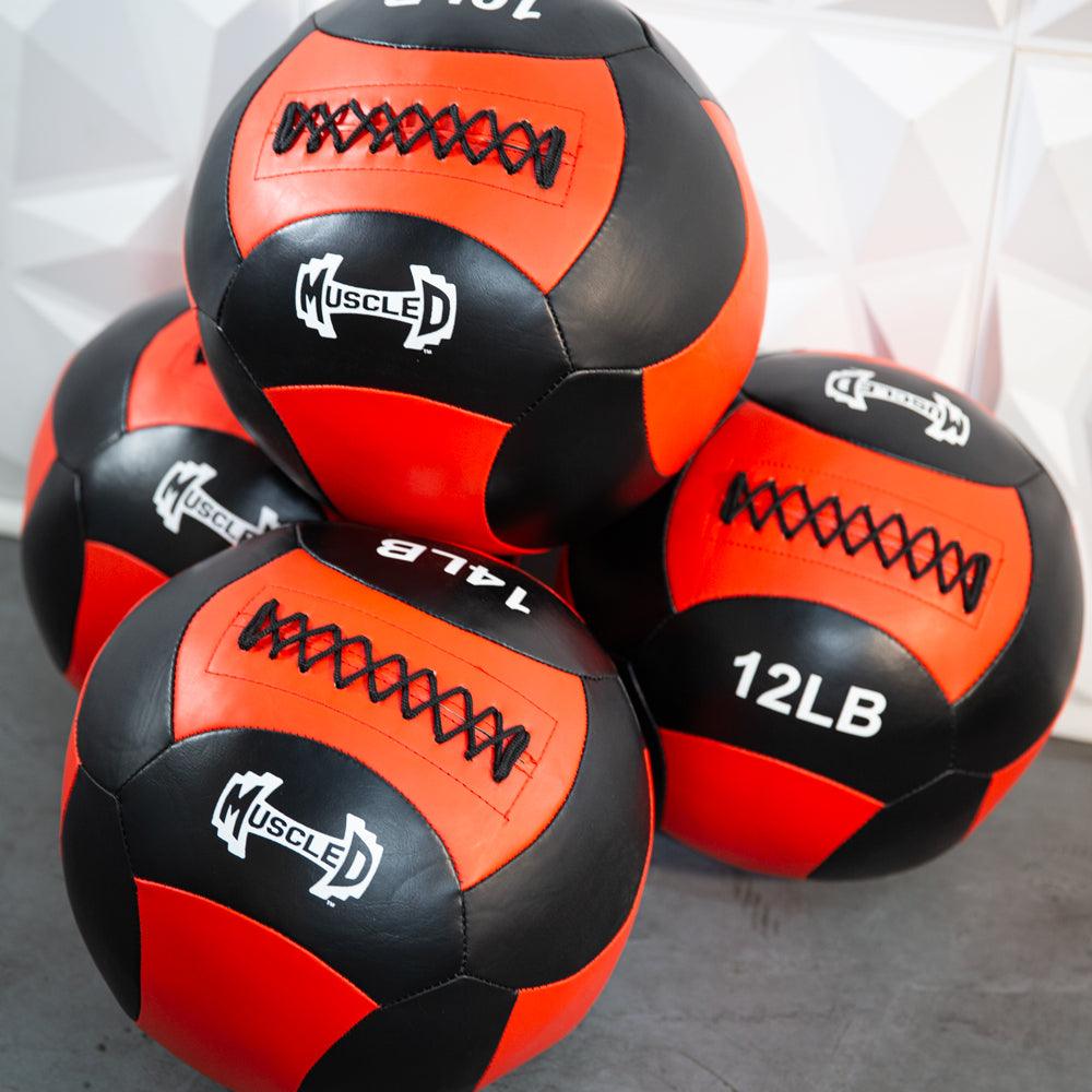 Medicine Ball / Wall Ball - Muscle D Fitness - Heavy Duty Stitching - Multi-Panel Design - 14" Diameter