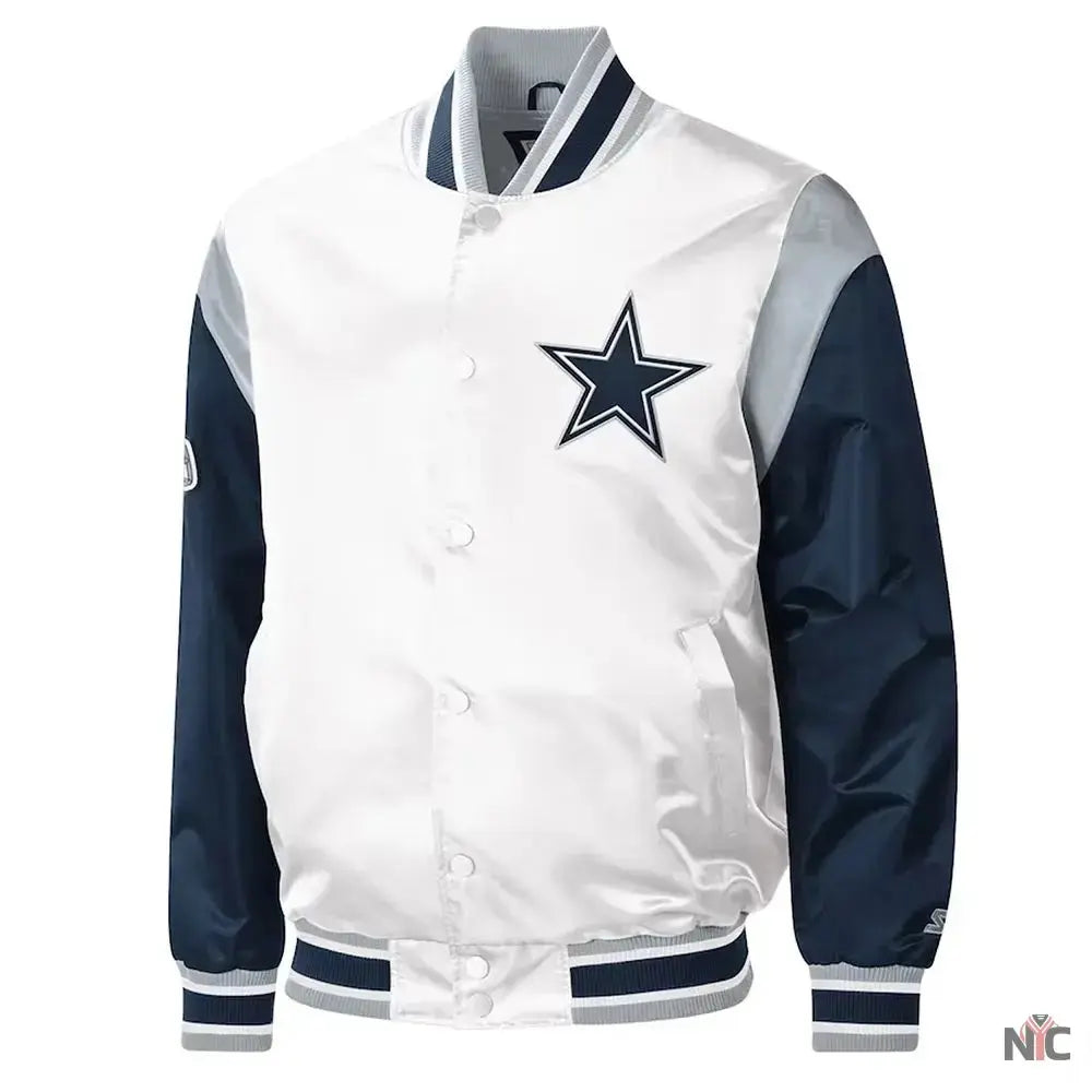 Warm-Up Pitch Dallas Cowboys Varsity Satin Jacket