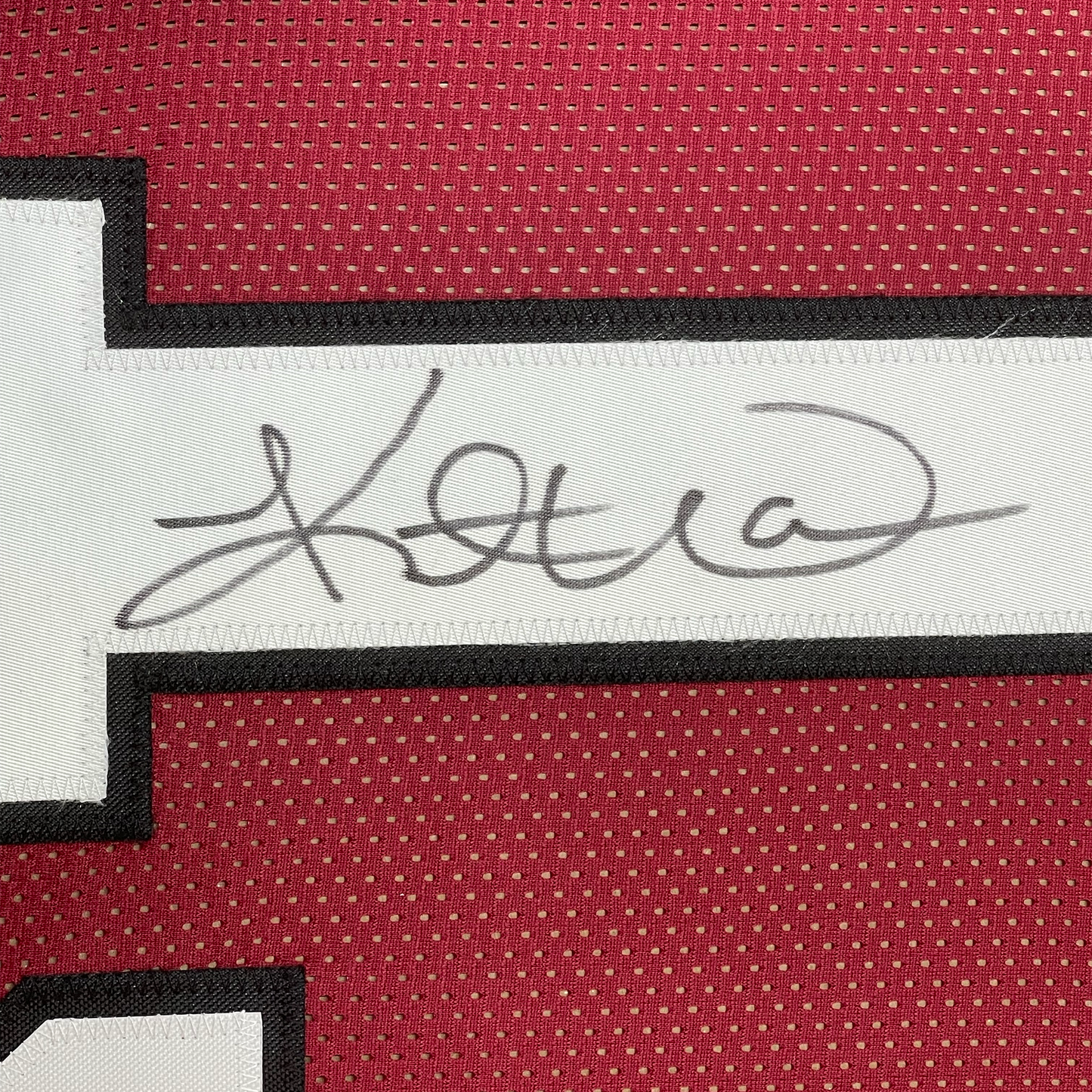 Framed Autographed/Signed Kurt Warner 35x39 Arizona Red Football Jersey JSA COA