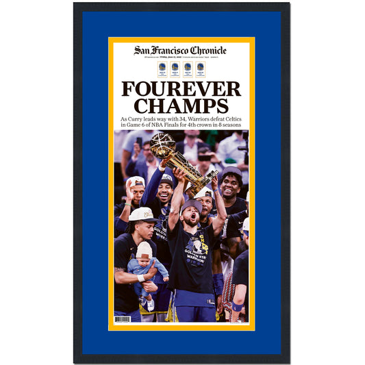 Framed San Francisco Chronicle Golden State Warriors 2022 NBA Finals Champions 17x27 Basketball Newspaper Cover Photo Professionally Matted V1