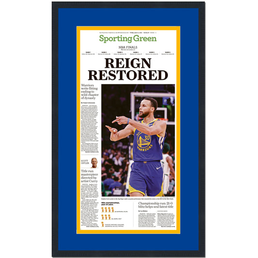 Framed San Francisco Chronicle Golden State Warriors 2022 NBA Finals Champions 17x27 Basketball Newspaper Cover Photo Professionally Matted V2