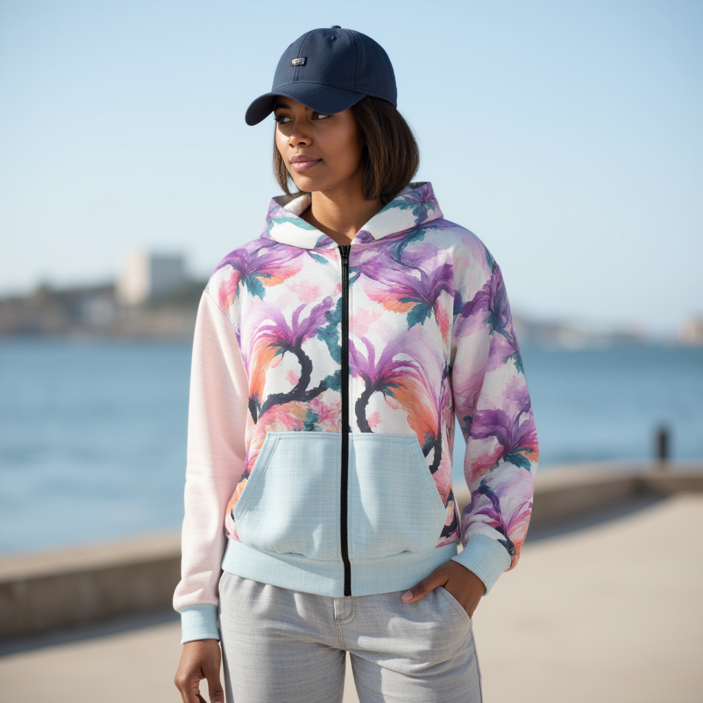 Watercolor Orchid Unisex Zip Hoodie