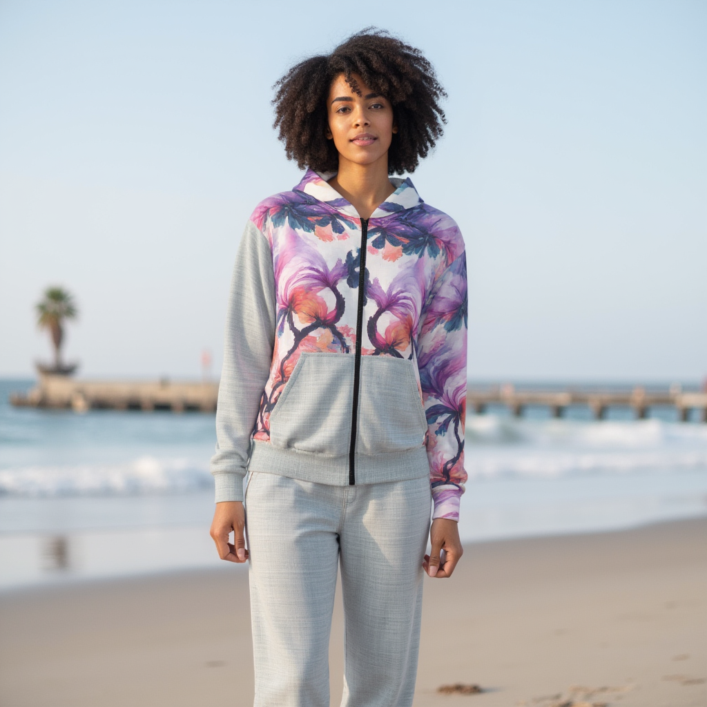 Watercolor Orchid Unisex Zip Hoodie