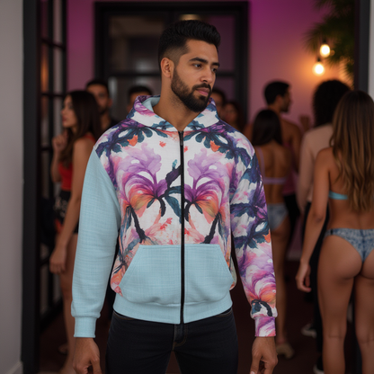 Watercolor Orchid Unisex Zip Hoodie