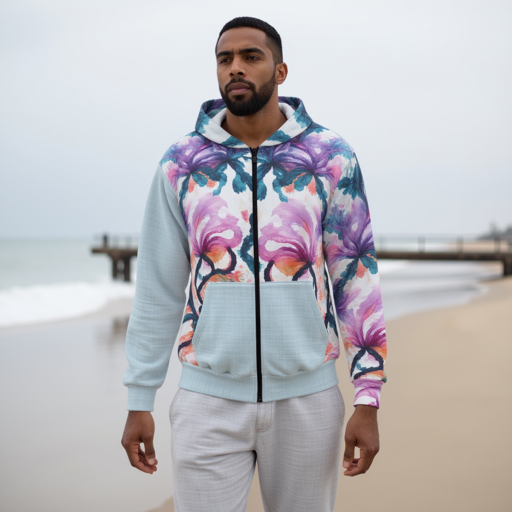 Watercolor Orchid Unisex Zip Hoodie