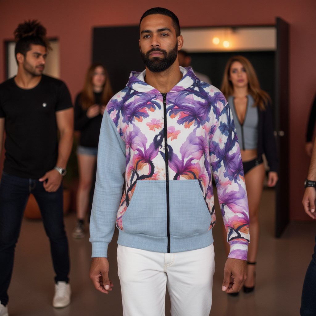 Watercolor Orchid Unisex Zip Hoodie