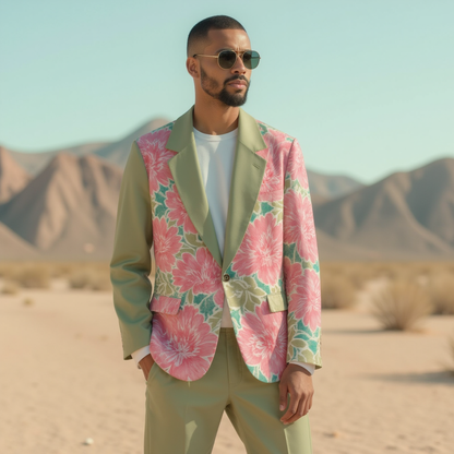 Watercolor Print Floral 2 Casual Blazer in Cotton