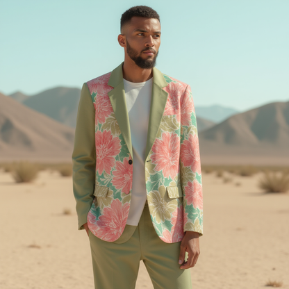 Watercolor Print Floral 2 Casual Blazer in Cotton