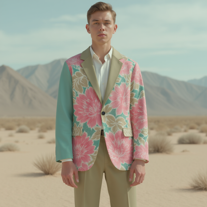 Watercolor Print Floral Casual Blazer in Cotton