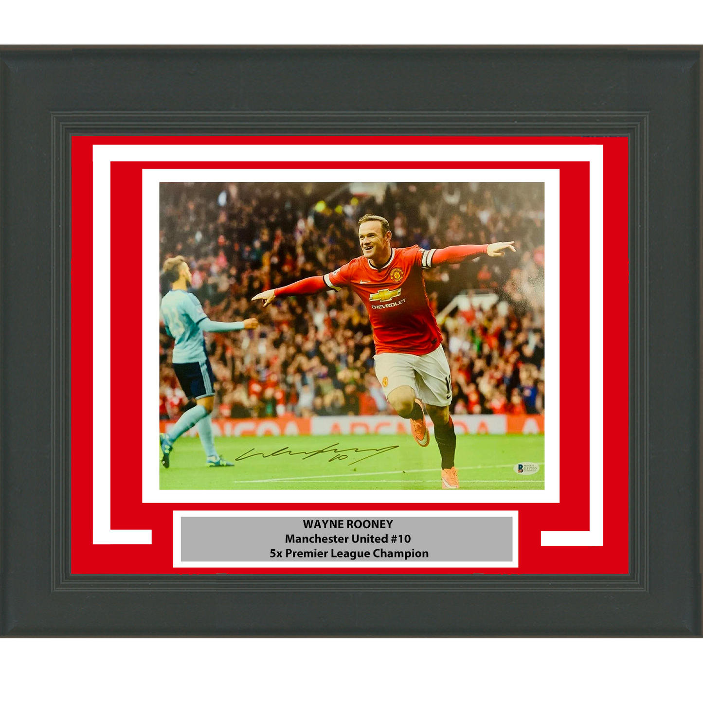 Framed Autographed/Signed Wayne Rooney Manchester United Soccer Futbol 12x16 Photo Beckett BAS COA