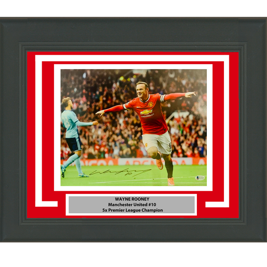 Framed Autographed/Signed Wayne Rooney Manchester United Soccer Futbol 12x16 Photo Beckett BAS COA