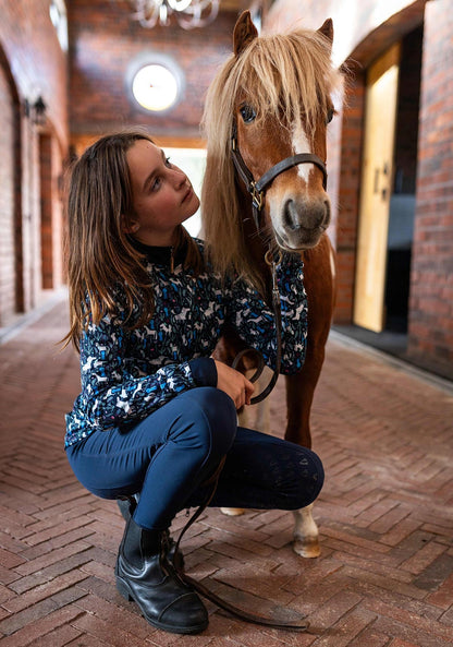 Rosettes on Navy Quarter Zip Sun Shirt