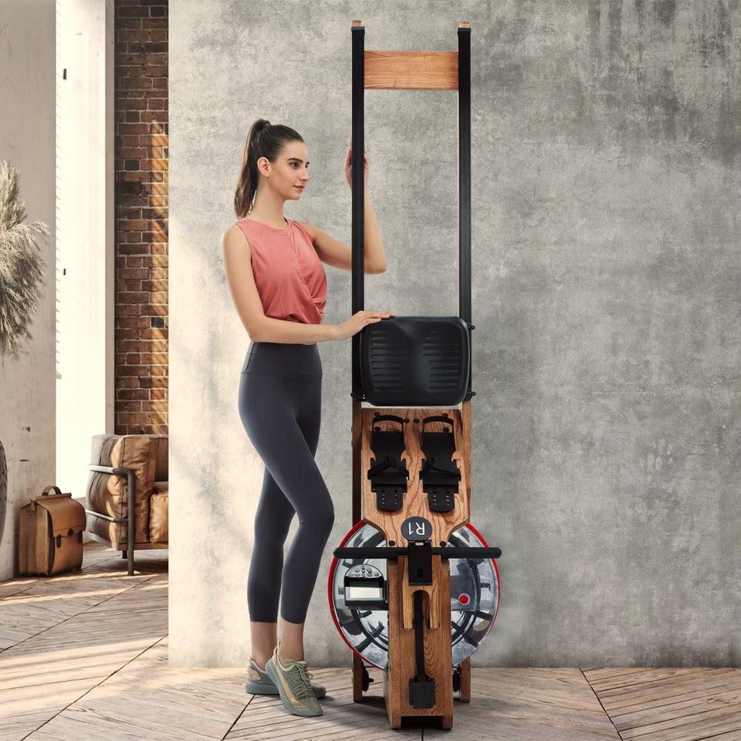 Water Rower - Muscle D Fitness - Wooden Seated Adjustable Water Rower
