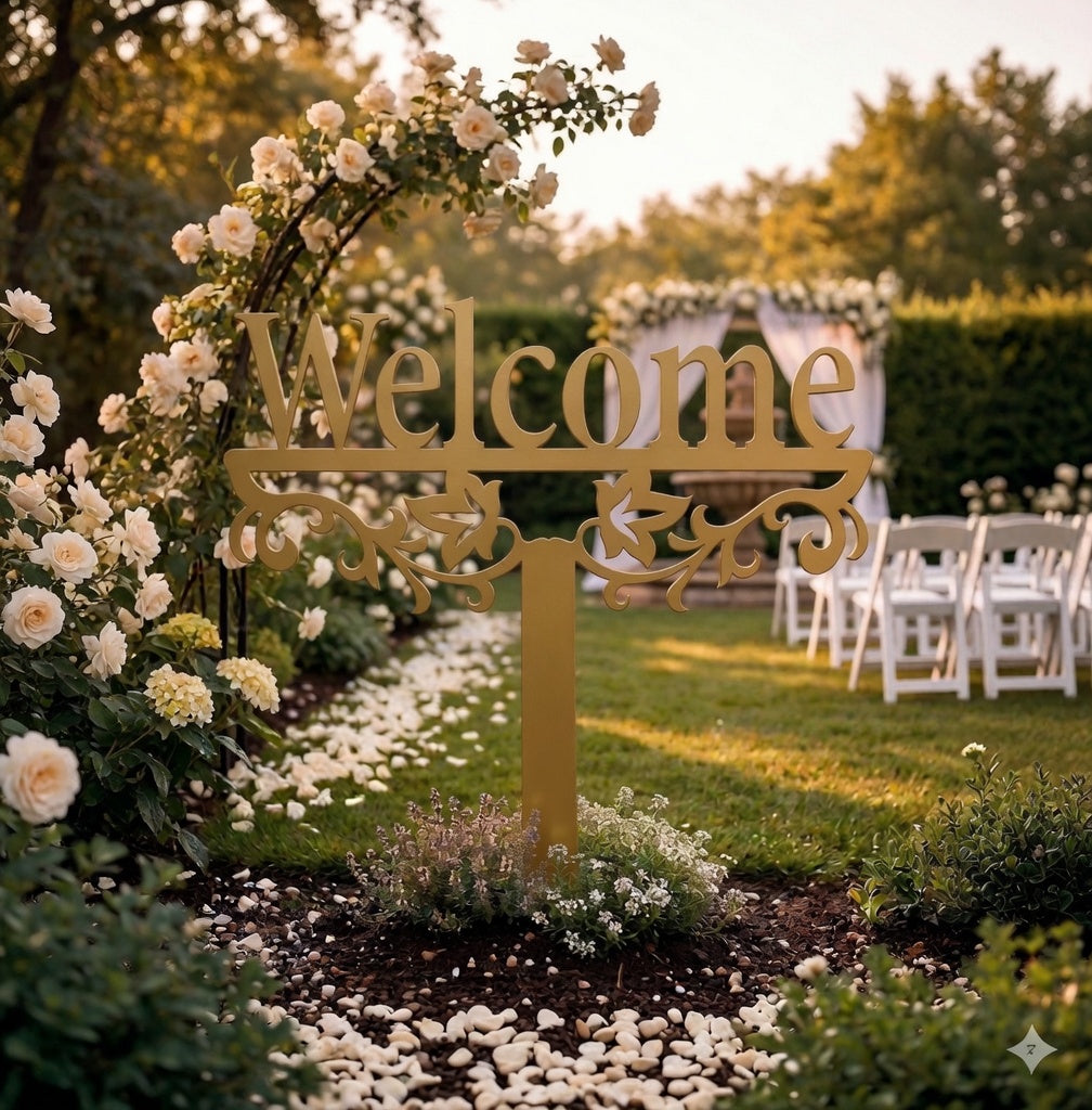 Welcome Yard Stake Metal Sign | Outdoor Garden Entry Decor