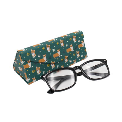 Welsh Corgi Print Glasses Case - Vegan Leather Magic Folding Hard Case