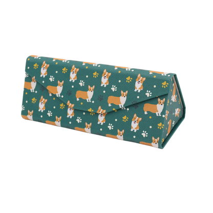 Welsh Corgi Print Glasses Case - Vegan Leather Magic Folding Hard Case