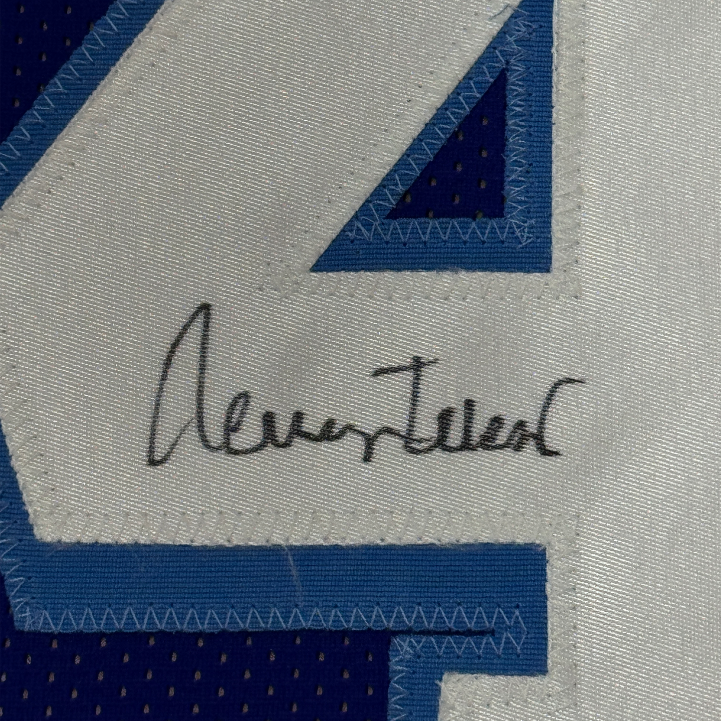 Framed Autographed/Signed Jerry West 35x39 Los Angeles LA Blue Retro Basketball Jersey JSA COA