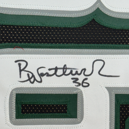 Framed Autographed/Signed Brian Westbrook 35x39 Philadelphia Black Football Jersey PSA/DNA COA