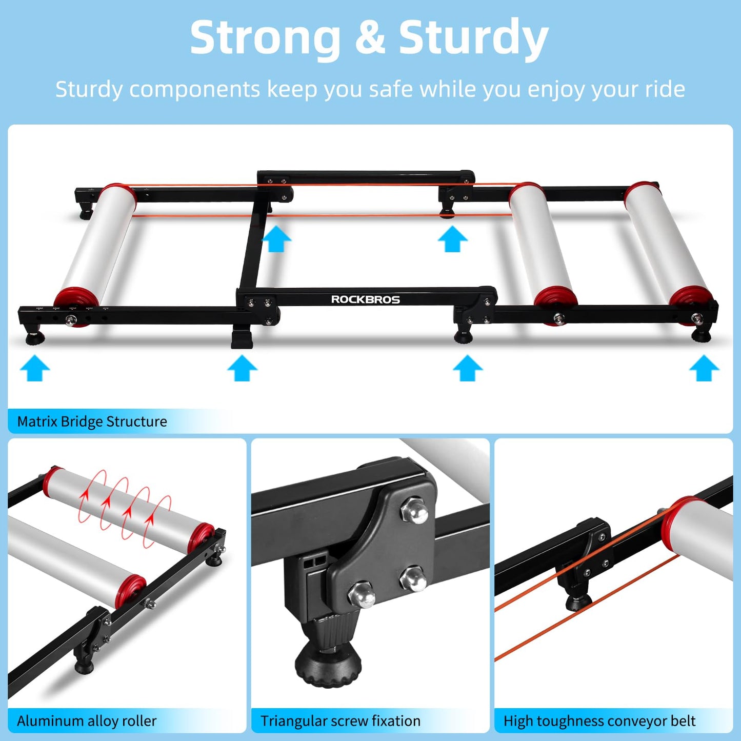 ROCKBROS Bike Rollers Adjustable Bike Trainer  Stand Foldable