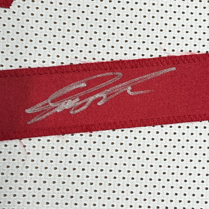 Framed Autographed/Signed Dominique Wilkins 35x39 Atlanta White Basketball Jersey PSA/DNA COA