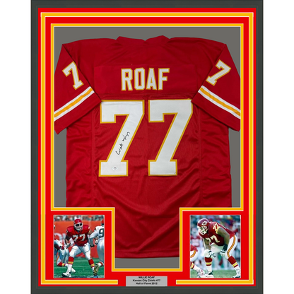 Framed Autographed/Signed Willie Roaf 35x39 Kansas City Red Football Jersey Beckett BAS COA
