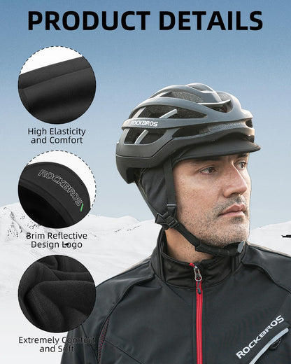 ROCKBROS Winter Cycling Caps for Men Women Windproof Hat with Sun Visor Under Helmet Liner