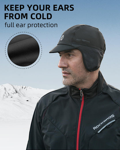 ROCKBROS Winter Cycling Caps for Men Women Windproof Hat with Sun Visor Under Helmet Liner