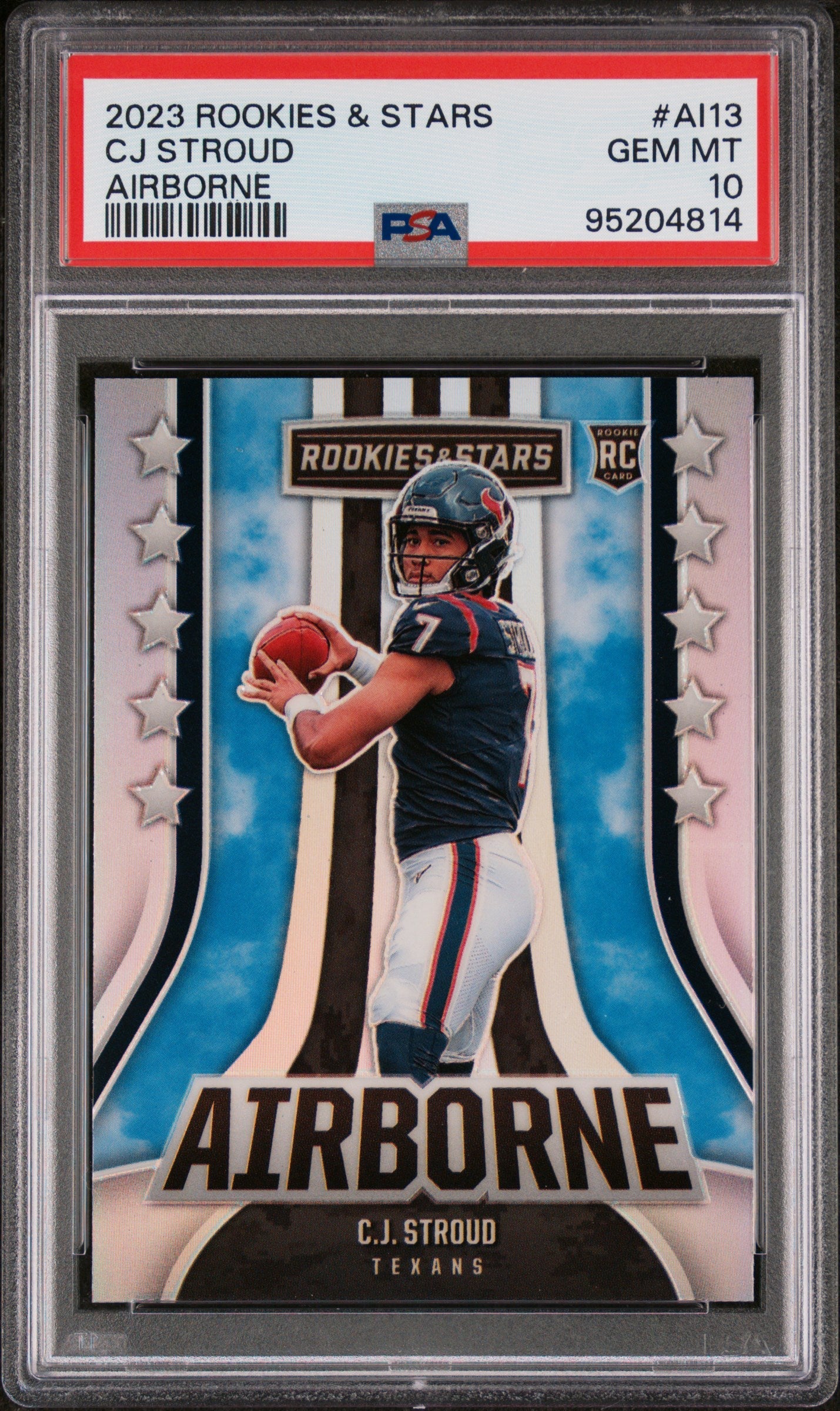 Graded 2023 Panini Rookies & Stars CJ Stroud #AI13 Airborne Rookie RC Football Card PSA 10 Gem Mint