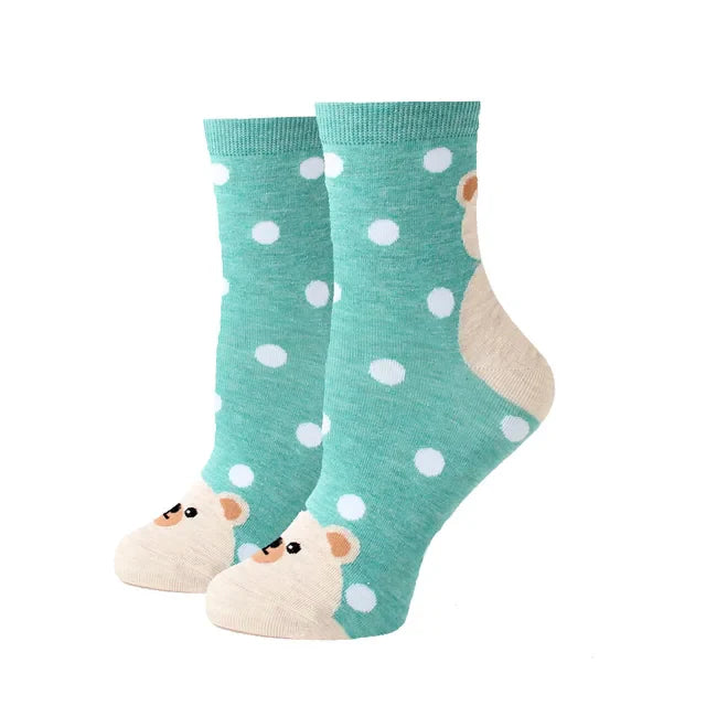 Women Socks New Funny Cute Cartoon Animal Cat Dog Parrot Novelty Socks