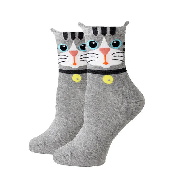 Women Socks New Funny Cute Cartoon Animal Cat Dog Parrot Novelty