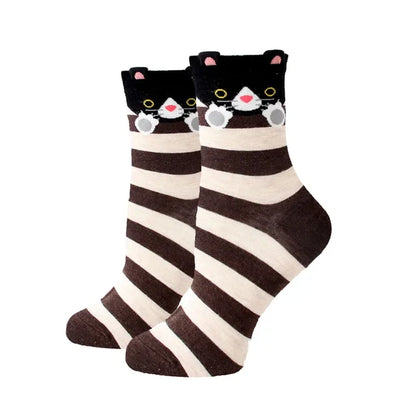 Women Socks New Funny Cute Cartoon Animal Cat Dog Parrot Novelty