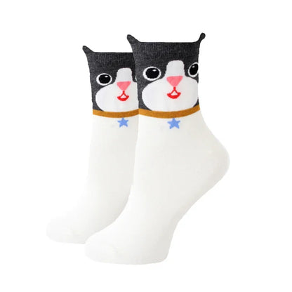 Women Socks New Funny Cute Cartoon Animal Cat Dog Parrot Novelty
