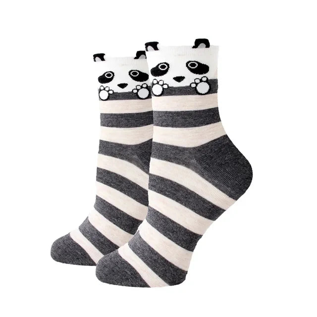 Women Socks New Funny Cute Cartoon Animal Cat Dog Parrot Novelty